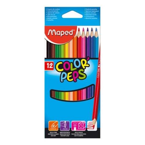Maped Color'Peps Colored Pencils, Assorted Colors, Pack of 12