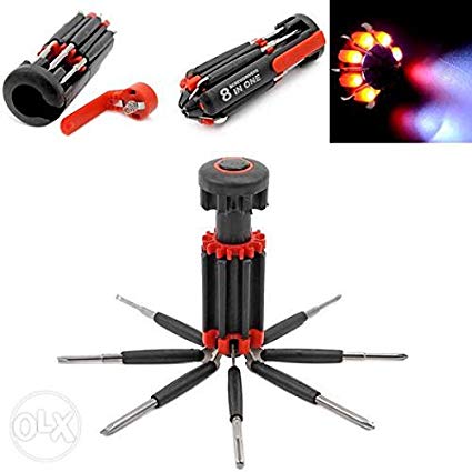 8 in 1 Multipurpose Screwdriver with Powerful Light