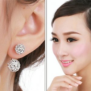 Almei Cute White Crystal Earrings Silver