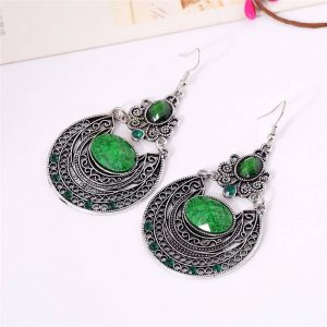 Vintage drop earrings -Green
