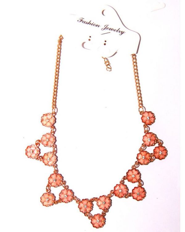 Gold plated necklace pink