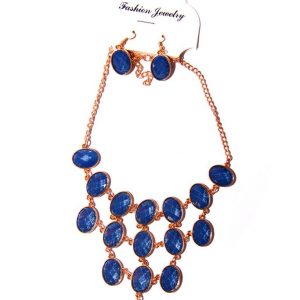 Gold plated layered necklace blue