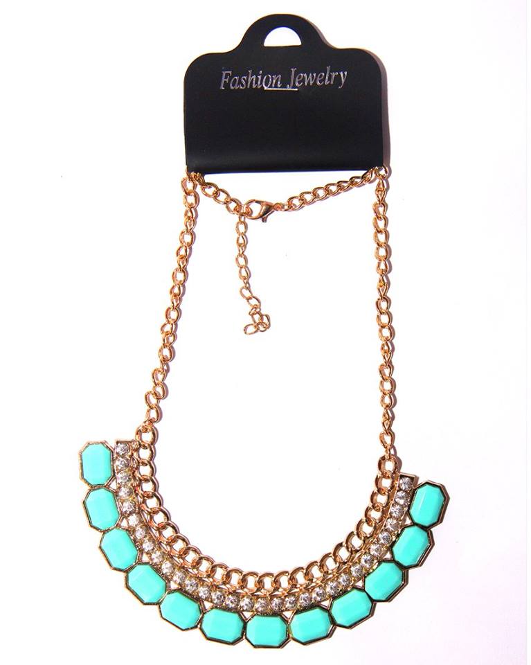 Gold plated necklace - Light Green