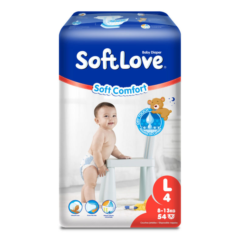 54 Pack of "Soft Love" Baby Diapers - Large
