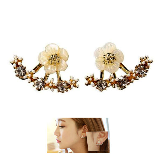 Zircon Crystal Daisy Flower Stud Earrings -Off Gold