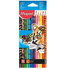 Helix Maped Amimal Print Colouring Pencil Crayons Fun Quality School Stationery