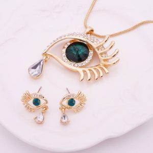 Cleopatra eye necklace with pendant and earings