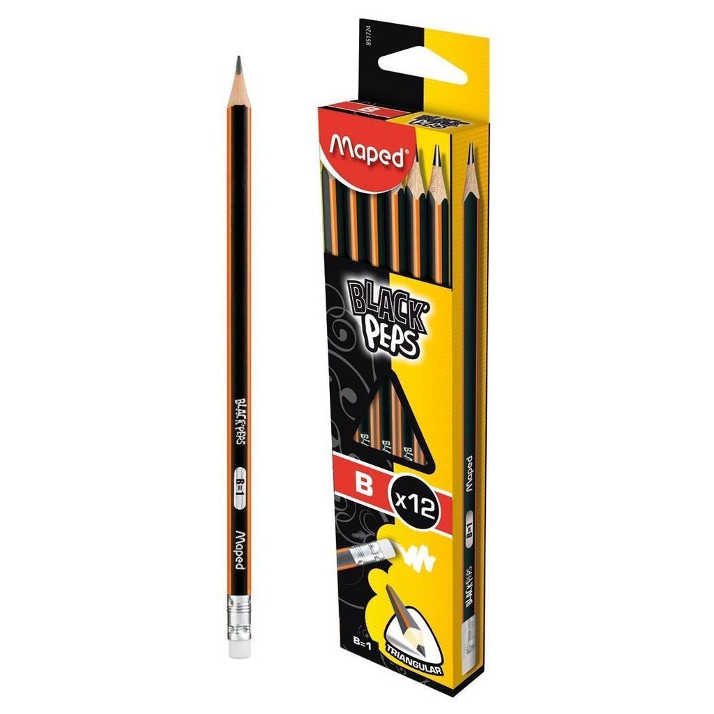 Maped - Black's Peps 12 Pencil Pack (HB)