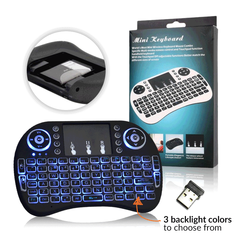 Back-lit Mini Wireless Keyboard – Phone, Tab, Smart TV – Geeky.lk