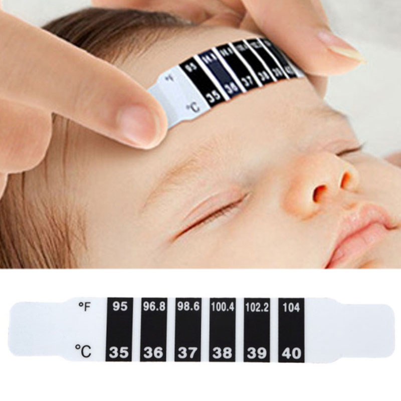 5Pc Baby Kid Forehead Cartoon Strip Head Thermometer Fever Body Temperature Test 